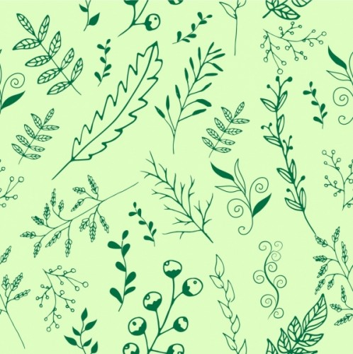 nature_background_leaves_grass_icons_repeating_style_sketch_6829355
